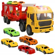 Zabawki interaktywne dla dzieci - CIĘŻARÓWKA LAWETA POJAZDY AUTA RESORAKI AUTKA ZESTAW SAMOCHÓD DŹWIĘK LED-Y Z1085C - miniaturka - grafika 1