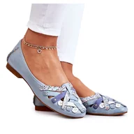 Baleriny - Damskie Skórzane Baleriny Maciejka 01358-34 Jasnoniebieskie - miniaturka - grafika 1