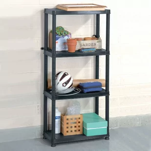vidaXL Regał 4-poziomowy, czarny, 61 x 30,5 x 130 cm, plastik 8720286084335 - Szafy i regały magazynowe - miniaturka - grafika 1