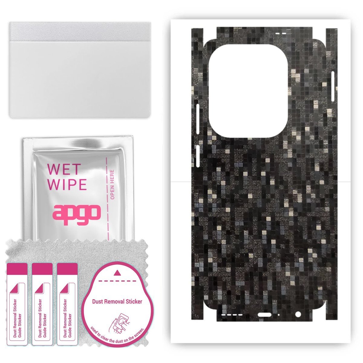 Folia naklejka skórka strukturalna na TYŁ+BOKI do Infinix Hot 40 - Carbon Pixel Czarny - apgo SKINS