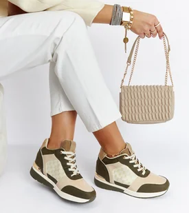 Zielone sneakersy na koturnie Chestnut -41 - Sneakersy damskie - miniaturka - grafika 1