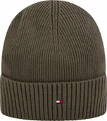 Czapki damskie - CZAPKA ZIMOWA TOMMY HILFIGER TH FLAG BEANIE AM0AM12796 RBN ZIELONA - miniaturka - grafika 1