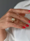 Pierścionki - Retro pierścionek pozłacany z kamieniem księżycowym - Venus Galeria - miniaturka - grafika 1