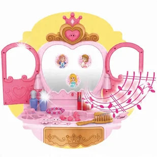DUŻA TOALETKA DLA DZIEWCZYNKI Z LUSTREM MAGICZNA RÓŻDŻKA 20 AKC. DŹWIĘK - Zabawy w naśladowanie dorosłych - miniaturka - grafika 1