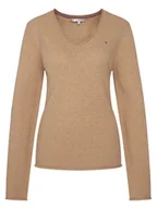 Swetry damskie - Tommy Hilfiger Sweter WW0WW43505 Beżowy Regular Fit - miniaturka - grafika 1