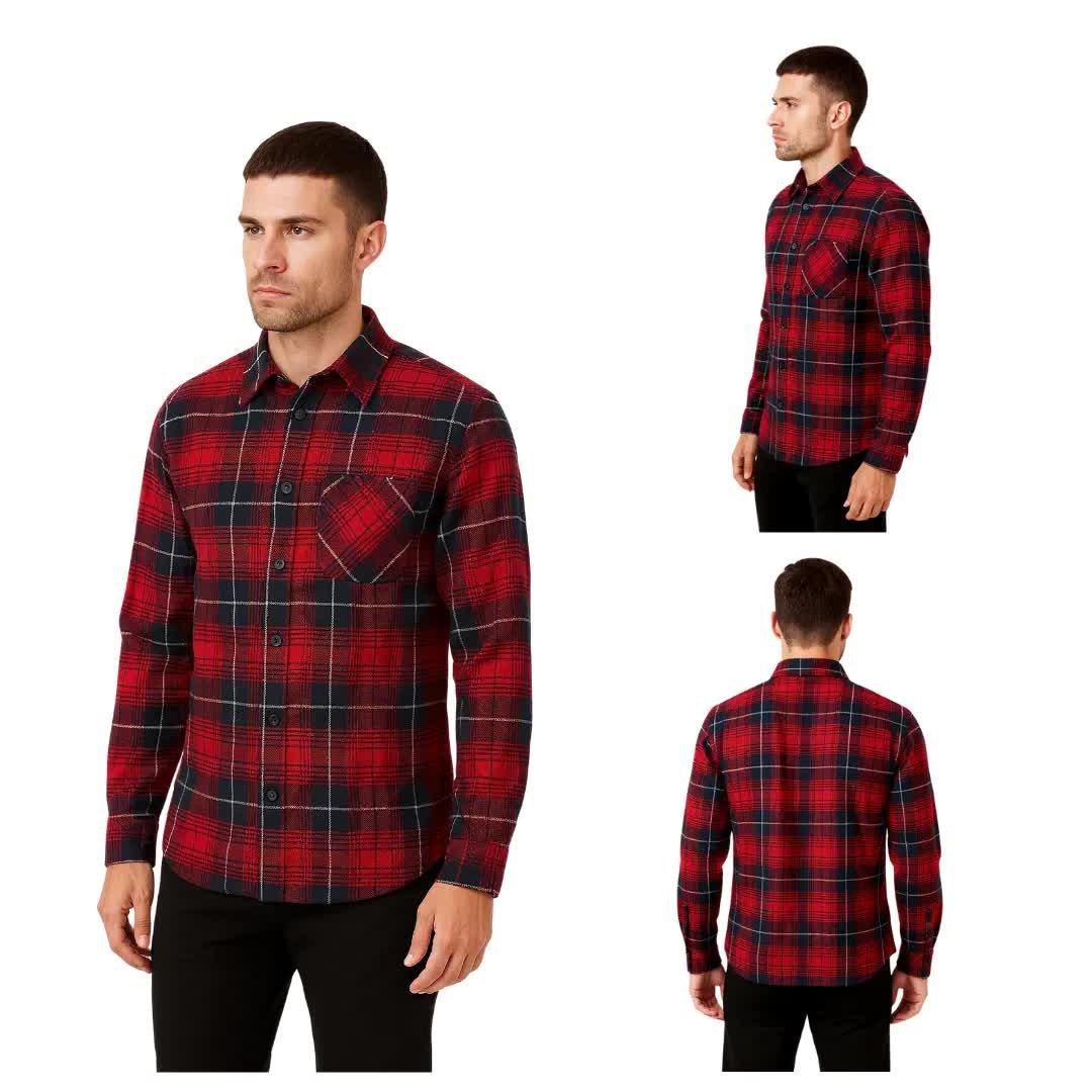 Koszula flanelowa w kratę męska czerwono-czarna Captain Mike XL