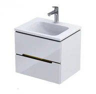 Szafki łazienkowe - Oristo Szafka wisząca podumywalkowa SILVER UNI 60 cm, BIAŁY POŁYSK, LISTWA ZŁOTY OR33-SD2S-60-1-V5 - miniaturka - grafika 1