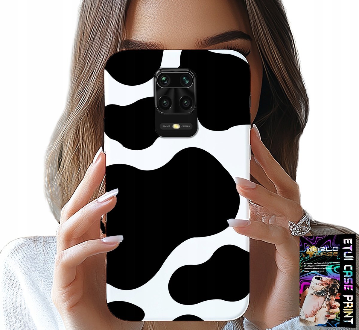 ETUI DO XIAOMI NOTE 9 PRO / 9S - CZARNO - BIAŁE ŁATY KROWA, MODNE WZORY
