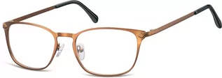 Okulary korekcyjne, oprawki, szkła - Sunoptic Oprawki okularowe kocie oczy damskie stalowe 991G brązowe - grafika 1