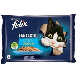 Purina Felix Fantastic Fantastic Rybne Smaki łosoś/gładzica w galaretce saszetki 4x85g - Mokra karma dla kotów - miniaturka - grafika 1