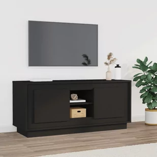 vidaXL Szafka pod TV, czarna, 102x35x45 cm, materiał drewnopochodny - Szafki RTV - miniaturka - grafika 1