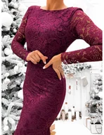 Sukienki - Elegancka koronkowa sukienka maxi RENDA - bordowa - miniaturka - grafika 1