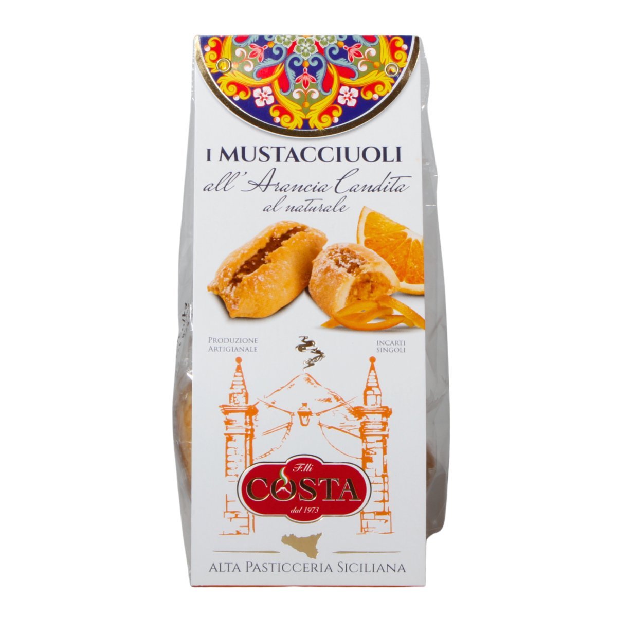 COSTA DOLCI Włoskie Kruche Ciastka z Nadzieniem Pomarańczowym Sycylia 120g