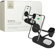 Ładowarki do telefonów - Tech-Protect Ładowarka indukcyjna Qi15W A41 3w1 Magnetic Stand and Wireless Charger do MagSafe, Qi, czarna - miniaturka - grafika 1