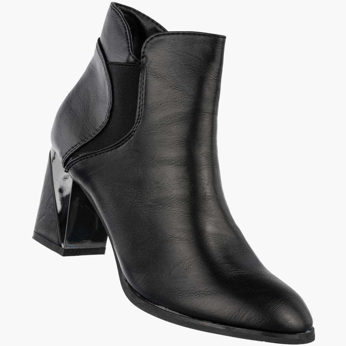 Botki Damskie Ekoskóra Buty Na Obcasie Eleganckie Ocieplane Czarne Jezzi Czarny 40