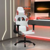 Fotele gamingowe - Lumarko Masujący fotel gamingowy, biało-różowy, sztuczna skóra - miniaturka - grafika 1