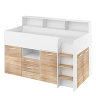 Łóżka dla dzieci i młodzieży - Łóżko Piętrowe Neo Prawe Biały Mat / Sonoma Jasna MebloCross - miniaturka - grafika 1