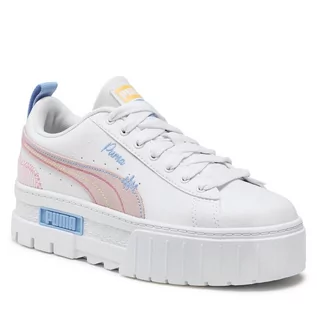 Buty dla dziewczynek - Sneakersy Puma Mayze Sweater Wthr Jr 392631 01 Puma White-Blissful Blue-Peach Smoothie - grafika 1