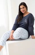 Piżamy damskie - Bawełniana piżama damska Plus Size Magnolia 3012, Kolor granatowo-błękitny, Rozmiar XXL, Taro - Primodo.com - miniaturka - grafika 1