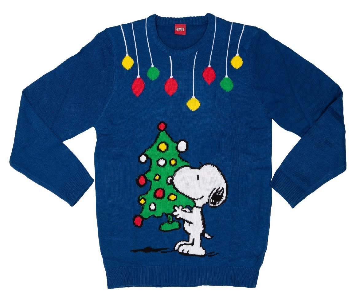 Niebieski sweter świąteczny Snoopy The Peanuts rozmiar M