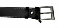 Paski - Pasek Męski Skórzany PAS-MAX (PL) Skóra Licowa EXTRA 40 mm Czarny Z Białą Nitką - miniaturka - grafika 1