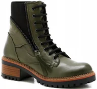 Botki damskie - Manitu 960338 zielone botki trapery sk��ra damskie modne r.38 - miniaturka - grafika 1
