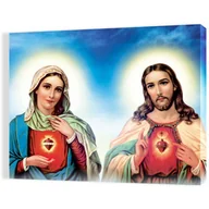 Ikony i obrazy sakralne - Obraz religijny na płótnie Serce Maryi i Serce Jezusa - miniaturka - grafika 1