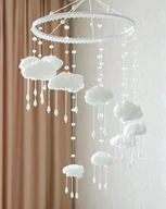 Karuzele dla niemowląt - Mobil chmurkowy z kryształkami - delikatna karuzela i ozdoba do pokoju dziecka - miniaturka - grafika 1