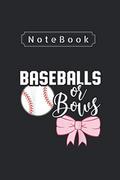 Pozostałe książki - Notebook: Cute Baseballs Or Bows Gender Reveal Team Boy Or Team Girl 6in x 9in Notebook White Paper Blank Journal 115 Pages with Black Cover For Boy - Girl - Students And Teachers. - miniaturka - grafika 1