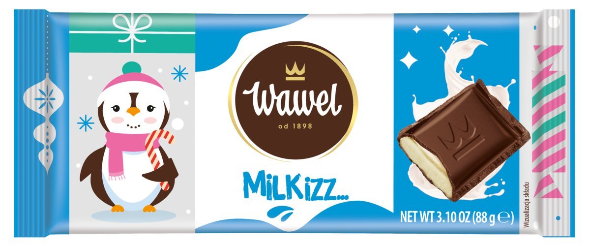 Tabliczka Kakaowa Milkizz z Nadzieniem Mlecznym Wawel 88g