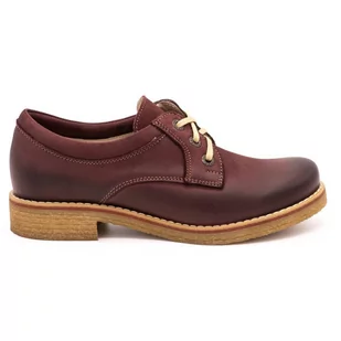 Buty damskie skórzane trzewiki 656B bordowe - ButBal - Półbuty damskie - miniaturka - grafika 1