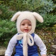 Czapki dla dzieci - Czapka Ecru Piesek alpaka/jedwab - miniaturka - grafika 1