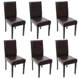 Zestaw 6 krzeseł do jadalni Krzesło kuchenne Littau ~ sztuczna skóra, brązowe, ciemne nogi - Krzesła Zestaw 6 krzeseł do jadalni Krzesło kuchenne Littau ~ sztuczna skóra, brązowe, ciemne nogi - Krzesła - miniaturka - grafika 1