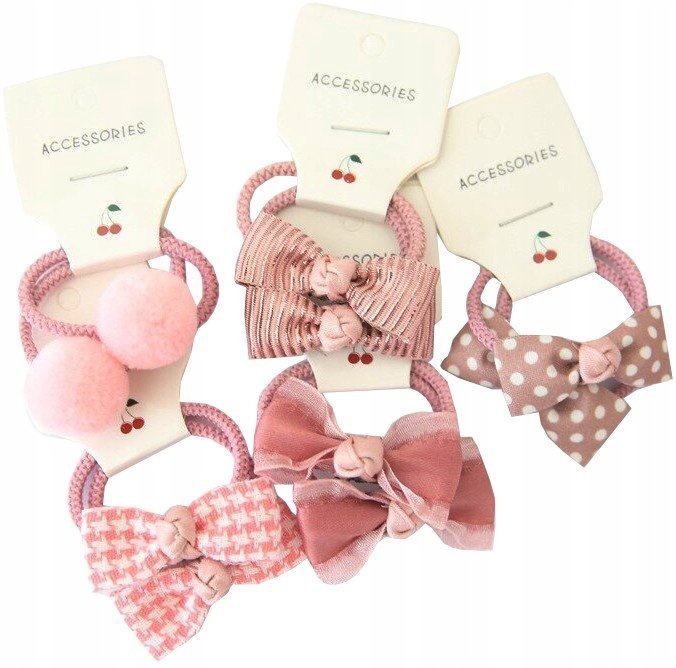 Zestaw 10szt dziecięcych Kokard gumek do włosów różowe elastyczne dziecka