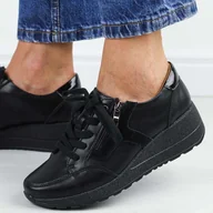 Półbuty damskie - Czarne skórzane półbuty damskie Vinceza 7932 - miniaturka - grafika 1