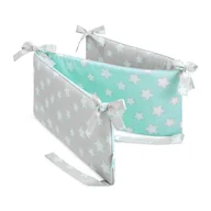 Ochraniacze do łóżeczka - Ochraniacz do łóżeczka mint & grey stars - miniaturka - grafika 1
