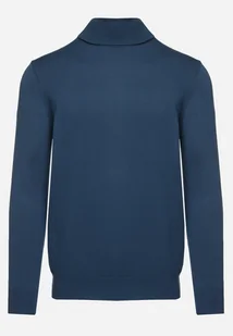 Granatowy Wiskozowy Golf o Klasycznym Kroju Reaniethra - Swetry męskie - miniaturka - grafika 1
