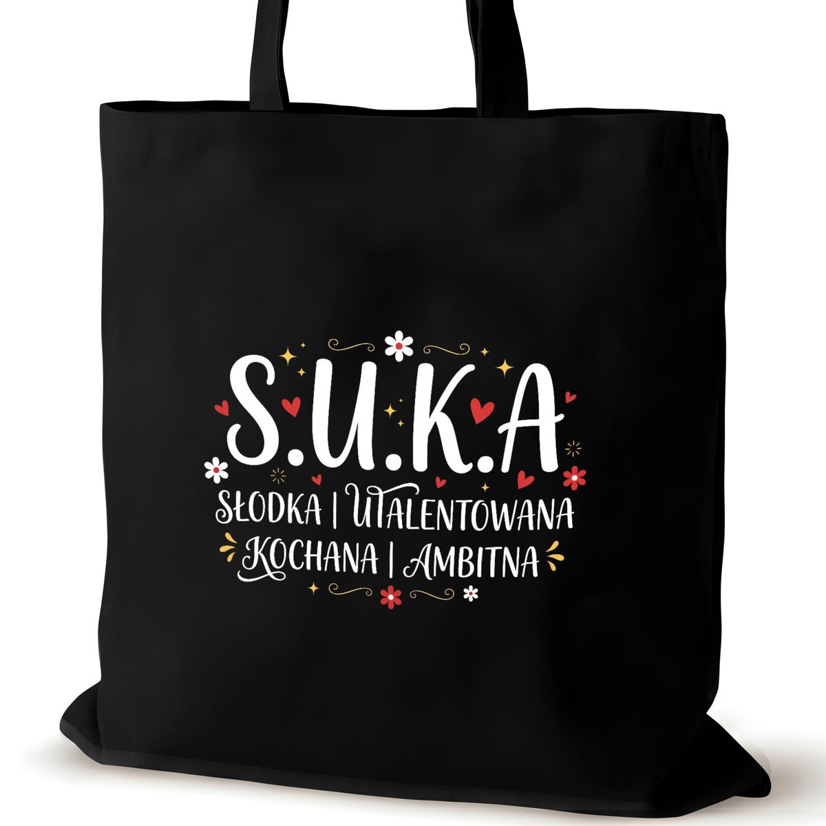 Torba bawełniana dla VIRAL czarna na ramię śmieszna walentynki duża