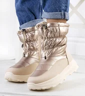 Botki damskie - Złote śniegowce z ściągaczami Houle-38 - miniaturka - grafika 1