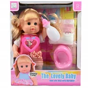 Lalki dla dziewczynek - LALKA JAK ŻYWA DZIEWCZYNKA BLONDYNKA NOCNIK PIELUCHA ZAMYKA OCZY ŚMIEJE SIĘ - miniaturka - grafika 1