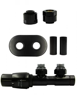 Zawór termostatyczny 50mm TWINS czarny mat lewy Cu All in One - Zawory i kraniki - miniaturka - grafika 1