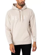 Bluzy męskie - Replay Męska bluza z kapturem, 012 masło białe, XXL - miniaturka - grafika 1