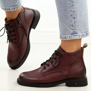 Bordowe skórzane botki damskie Vinceza 39953 - Botki damskie - miniaturka - grafika 1