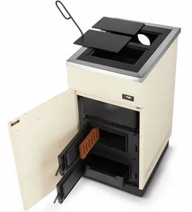 Kuchnia węglowa piec kominek z płaszczem wodnym CO 10-12kW (kolor: beż / biały, średnica wylotu spalin: 120 mm) - spełnia anty-smogowy EkoProjekt 99681702 - Kuchnie węglowe - miniaturka - grafika 1