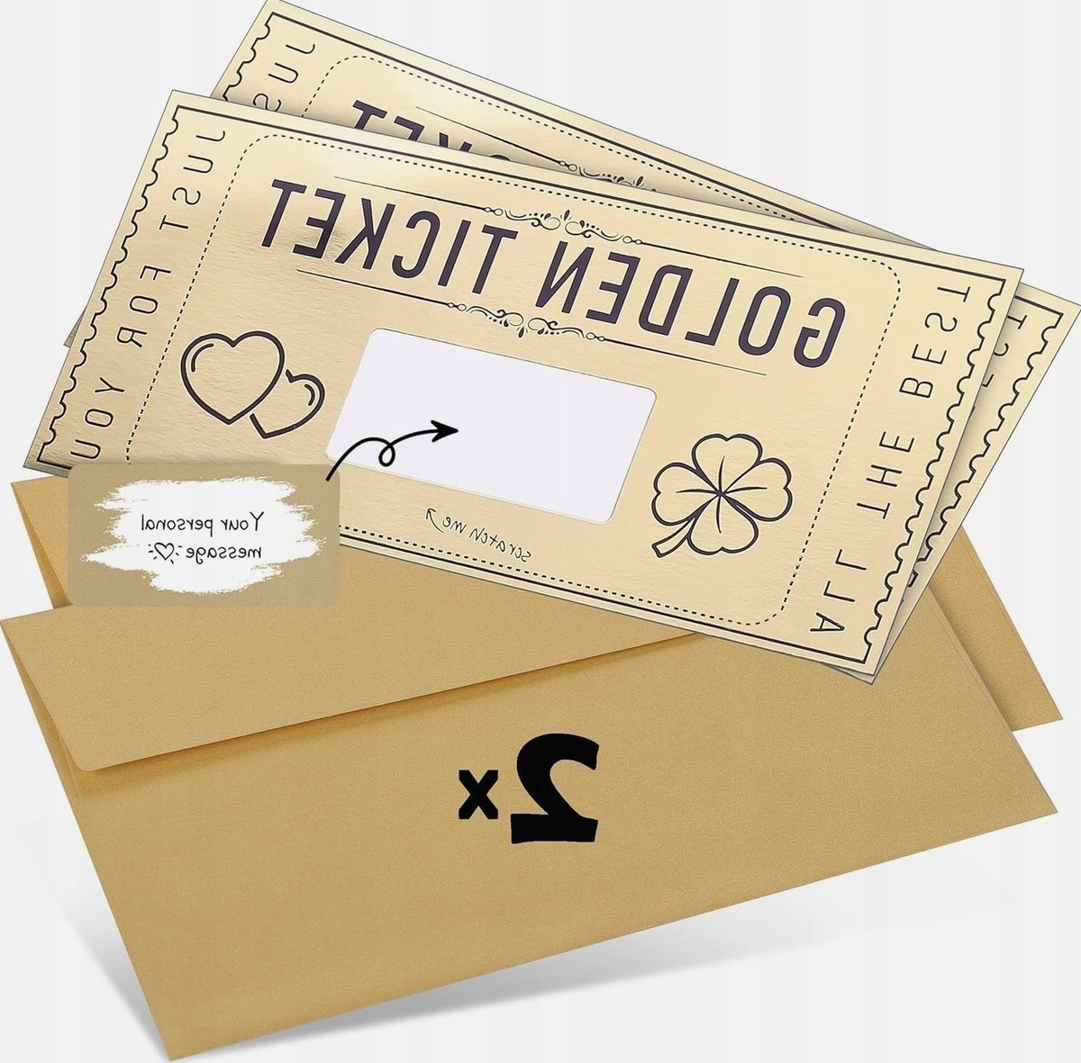 Kuponów zestaw 2 sztuki zdrapki złoty błyszczący papier personalizowany