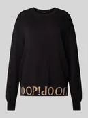 Swetry damskie - Sweter z dzianiny z okrągłym dekoltem - miniaturka - grafika 1