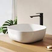 Umywalki - EMKE Umywalka nablatowa 41.5x41.5x14.5 cm, Owalna Umywalka ceramiczna łazienkowa, brylantowa biel - miniaturka - grafika 1