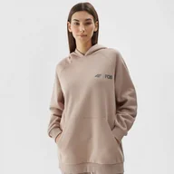 Bluzy sportowe damskie - Damska bluza dresowa nierozpinana bez kaptura 4F 4FAW23TSWSF700 - beżowa - miniaturka - grafika 1