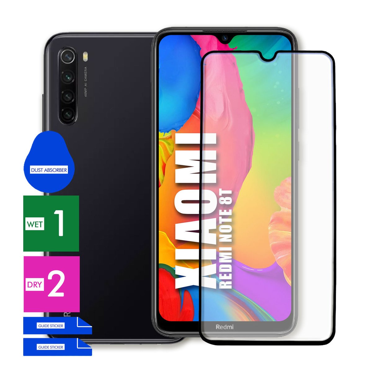SZKŁO OCHRONNE DO XIAOMI REDMI NOTE 8T HARTOWANE 9H PEŁNE CAŁY EKRAN 5D
