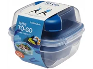 Pojemniki kuchenne - Kwadratowy lunchbox 950ml ze sztućcami LOCK & LOCK HSM8440TLB - miniaturka - grafika 1